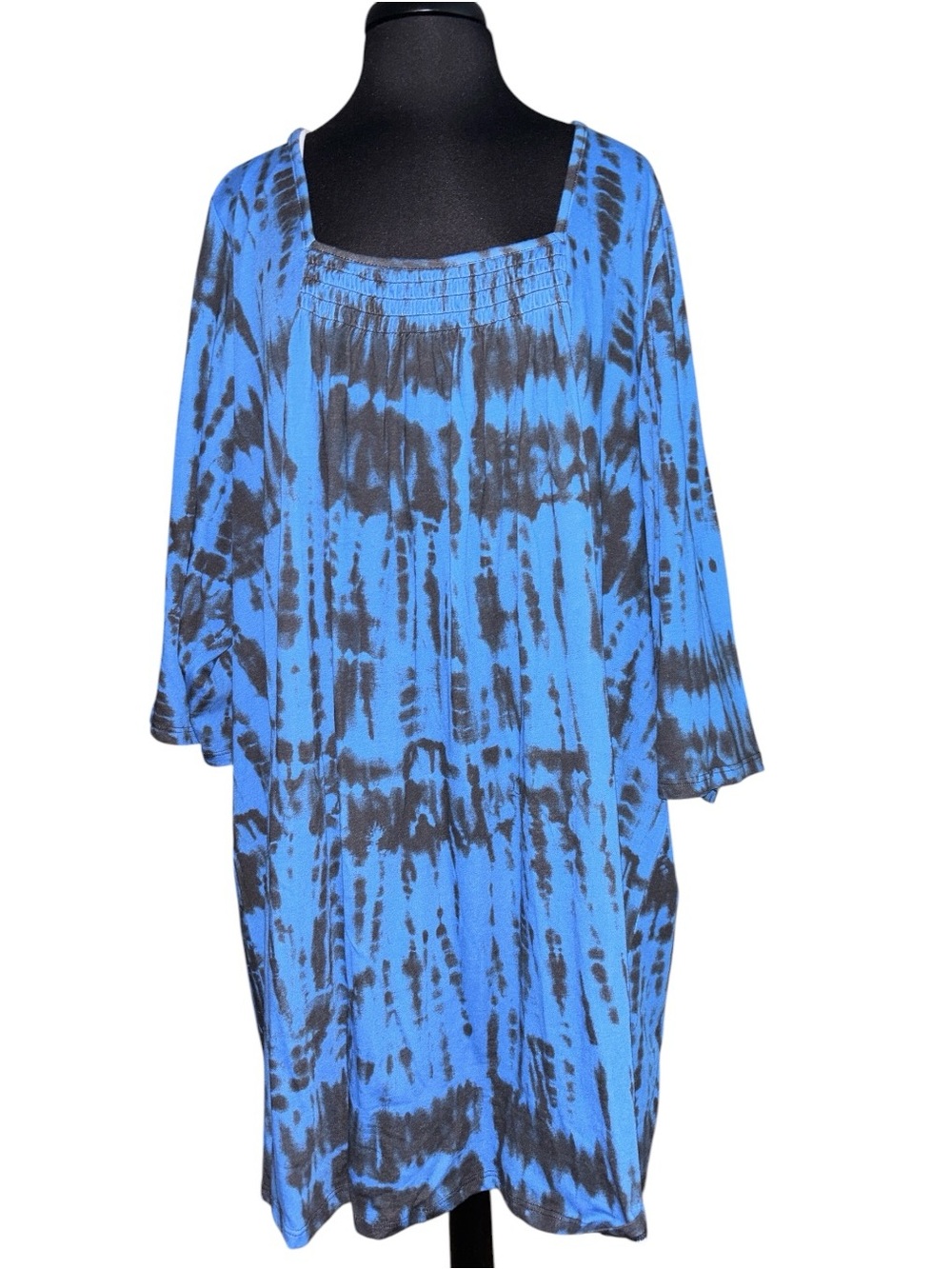 Woman Within Tie-Dye Square Neck Tunic Dress, P2P:32”, L:38”, NWOT